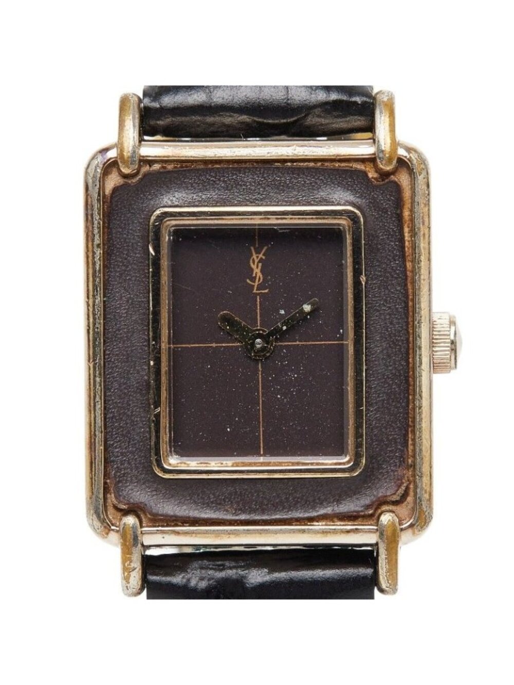 Saint Laurent Macaron Leather in Watch Brown Gold Silver Black Metal